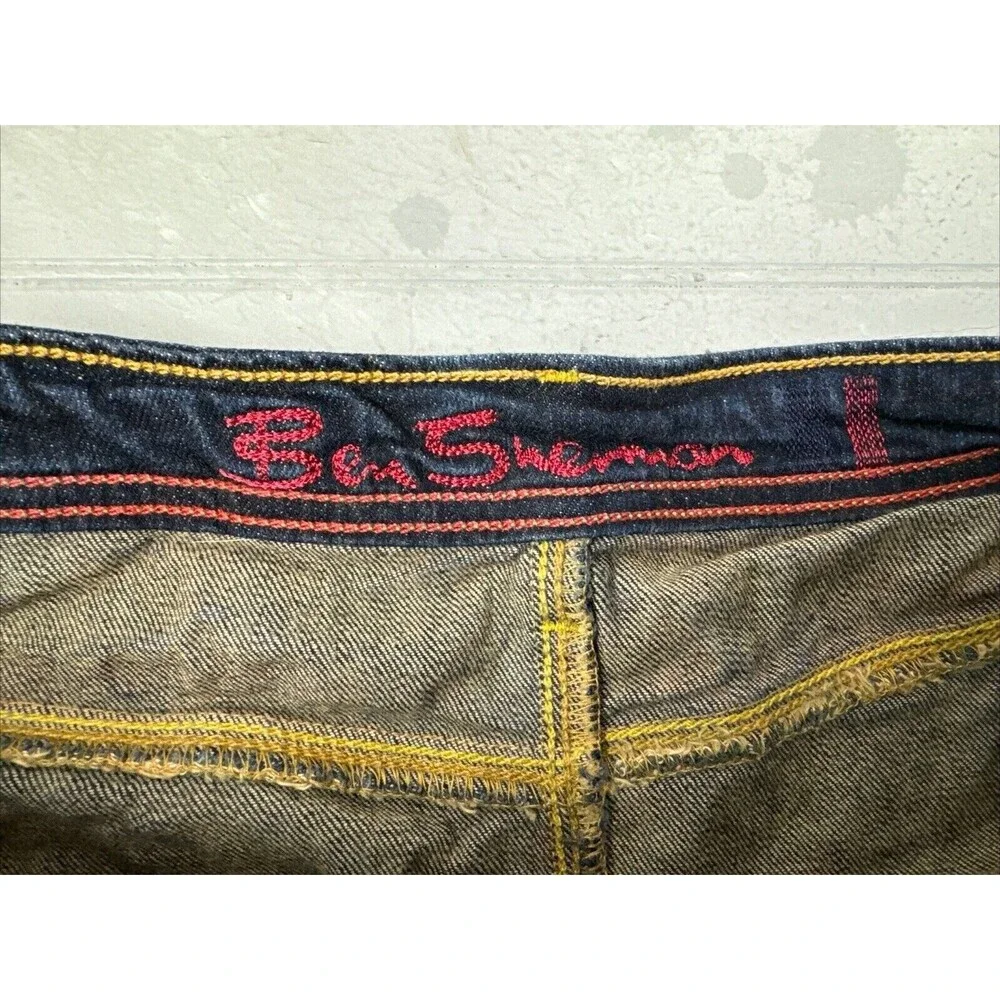 Ben Sherman Size L Womens Skirt Denim Jeans Raw Hem Dark Wash Stretch Mini